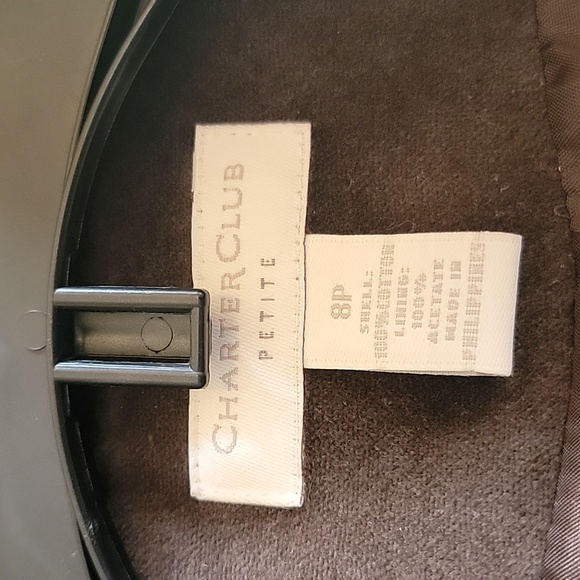 Charter Club Velvet 3 Button Chocolate Brown Jacket size 8P - Picture 7 of 10